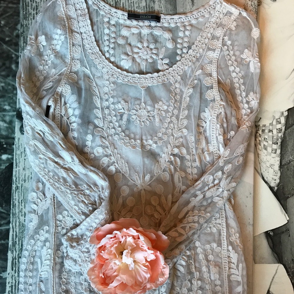 Sheer embroidered boho shirt!